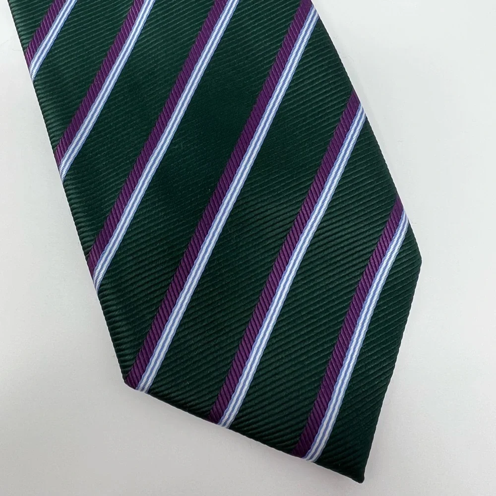 Creazioni‎ TUCCI Firenze Green Purple 100% Silk Men’s Neck Tie, Italy, stripe